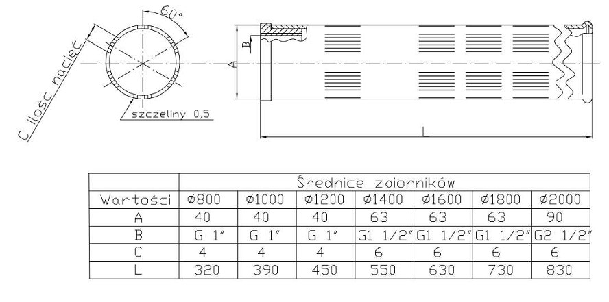schemat rury drenażowej